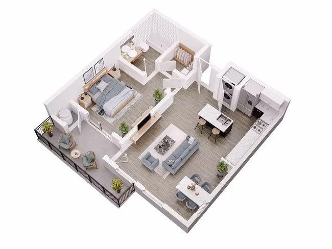 1 Bed 1 Bath 315 floor plan
